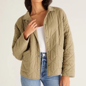 Z Supply The Maya Quilted Jacket Small Washed Olive